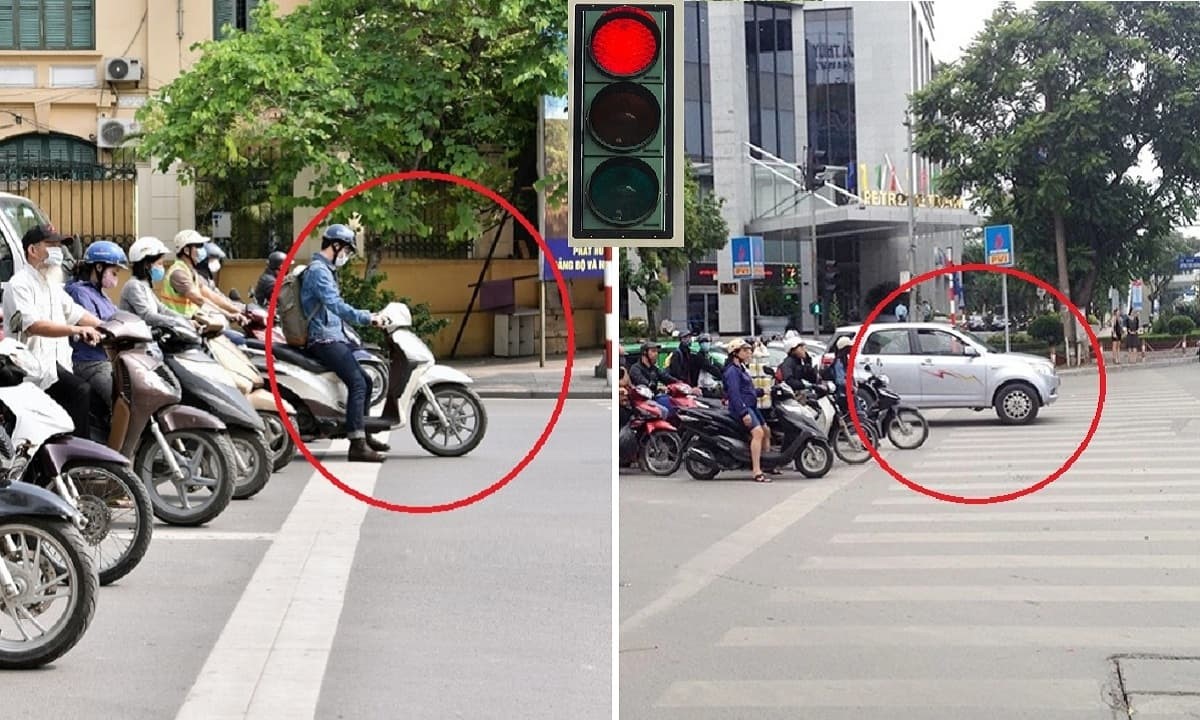 DỪNG XE QUÁ VẠCH NHƯNG VẪN DƯỚI ĐÈN ĐỎ CÓ BỊ PHẠT KHÔNG?